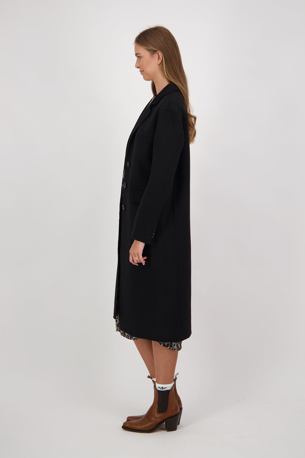 Cadence Wool Longline Coat - Black