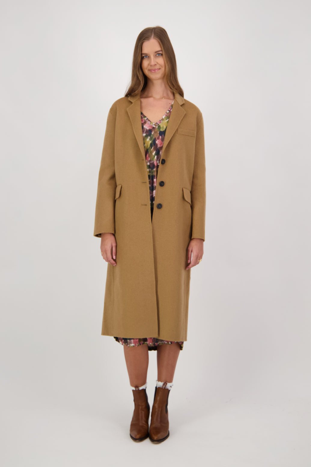 Cadence Wool Longline Coat - Tan