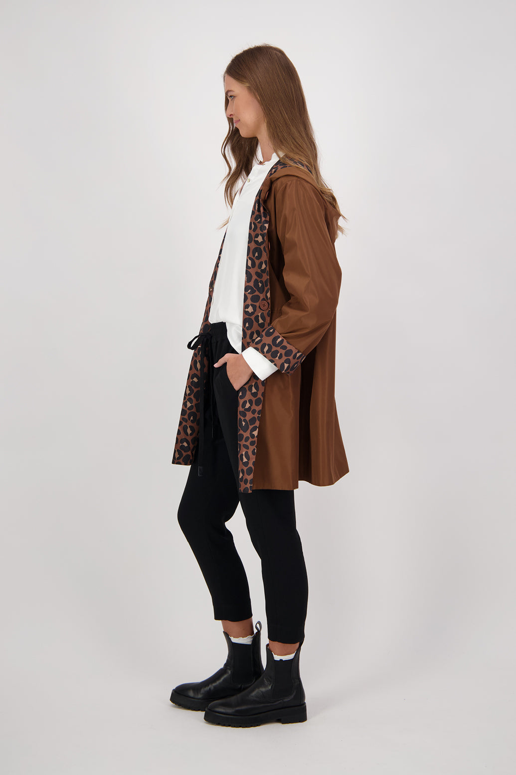 Calder Reversible Rain Jacket - Tan/Animal
