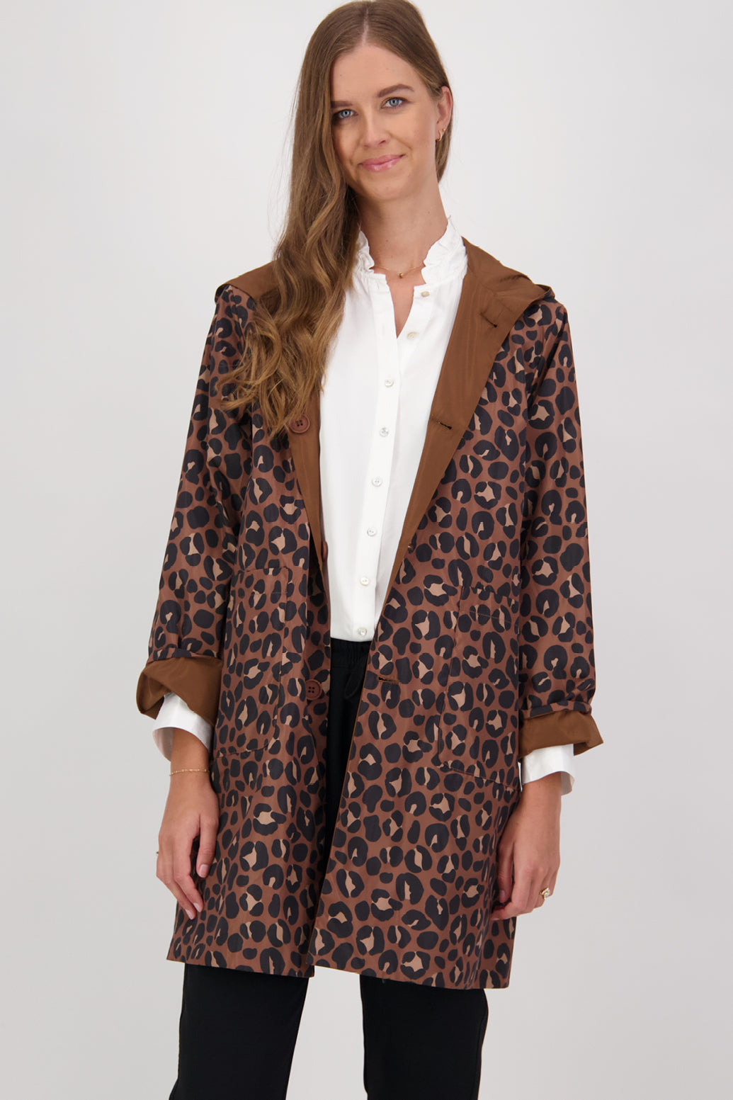 Calder Reversible Rain Jacket - Tan/Animal