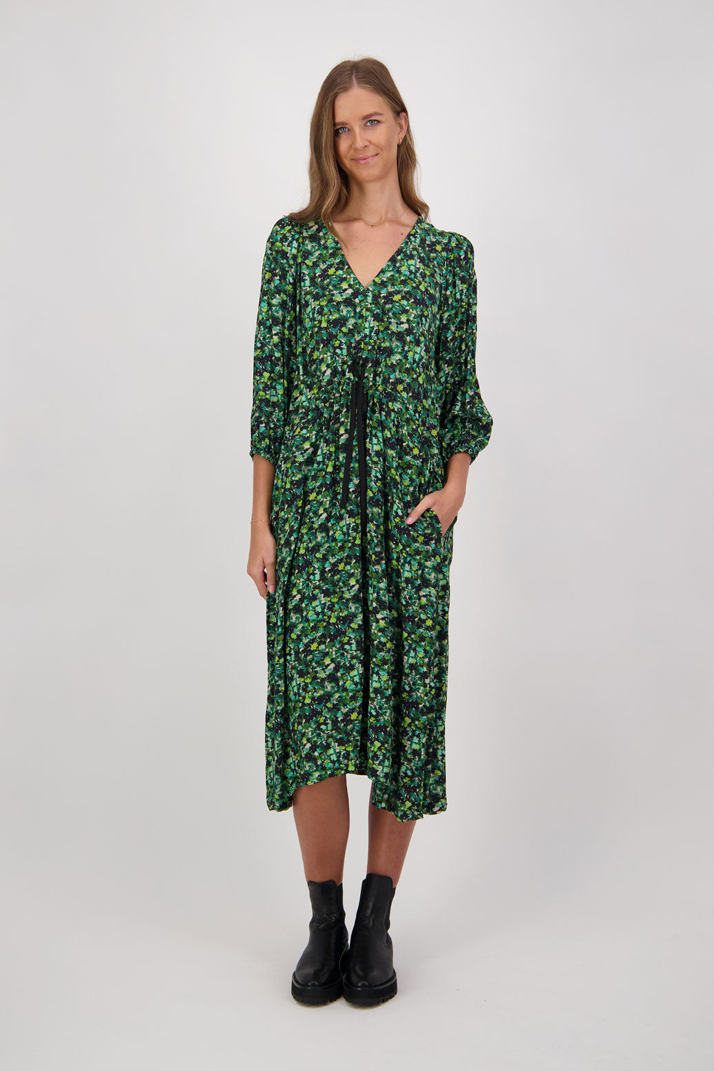 CARA GREEN FLORAL DRESS