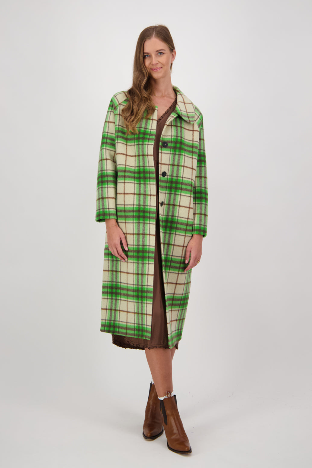 CARLOS GREEN PLAID COAT