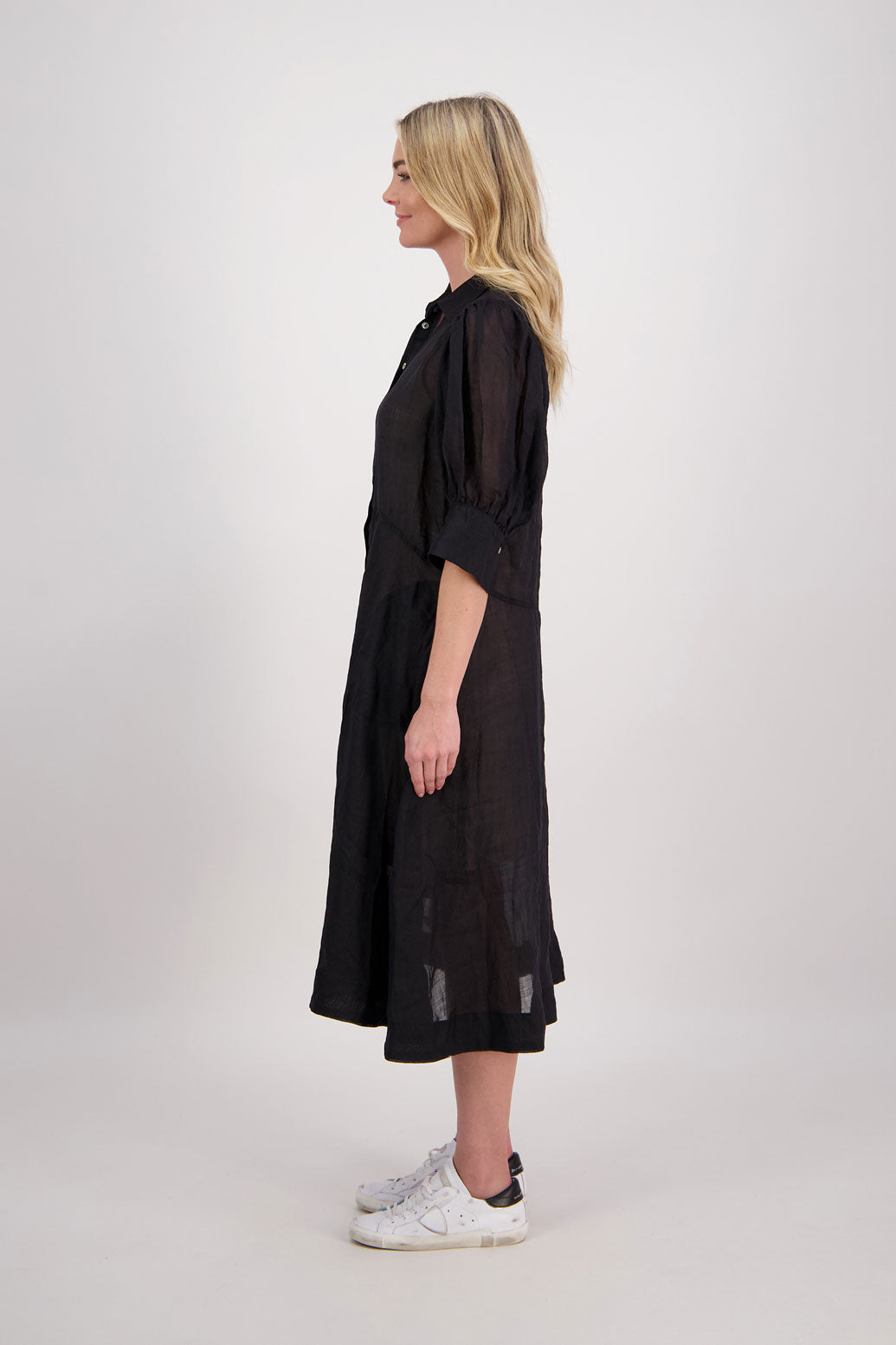 Christine Black Ramie Shirt Dress