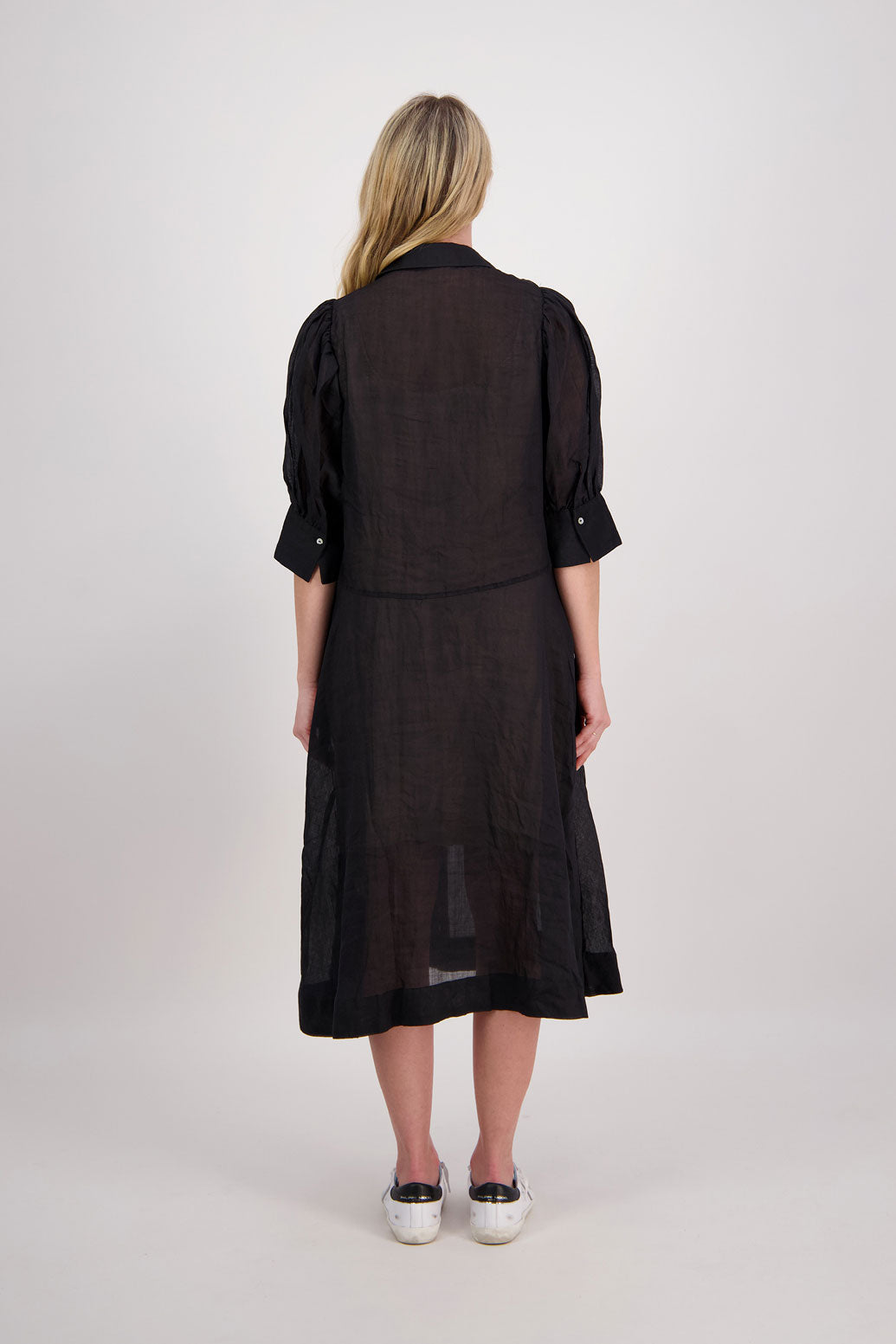 Christine Black Ramie Shirt Dress