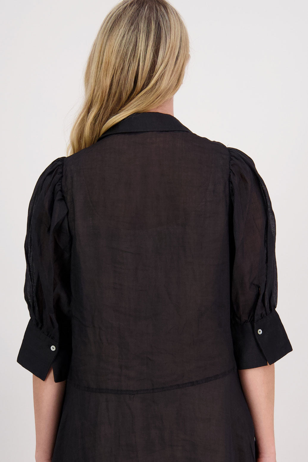 Christine Black Ramie Shirt Dress