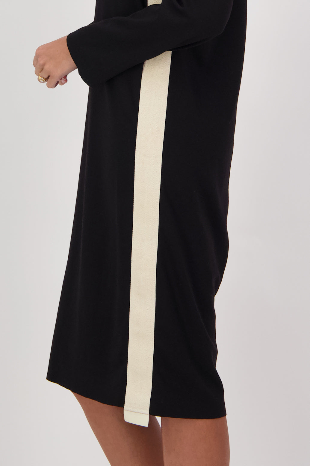 Cissy Blank Ponte Dress with Side Stripe