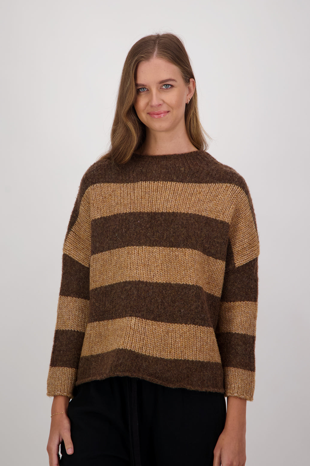 Diaz Chocolate/Camel Wool Blend Sweater