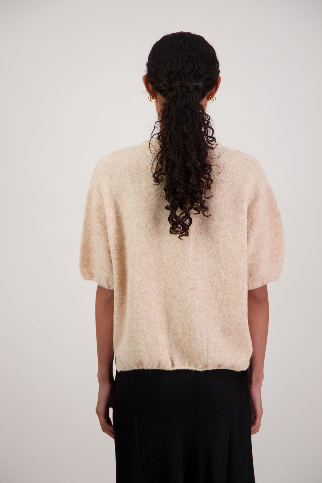 Faith Top in Natural by Briarwood NZ. Alpaca/Wool blend short sleeve t-shirt style, boxy fit