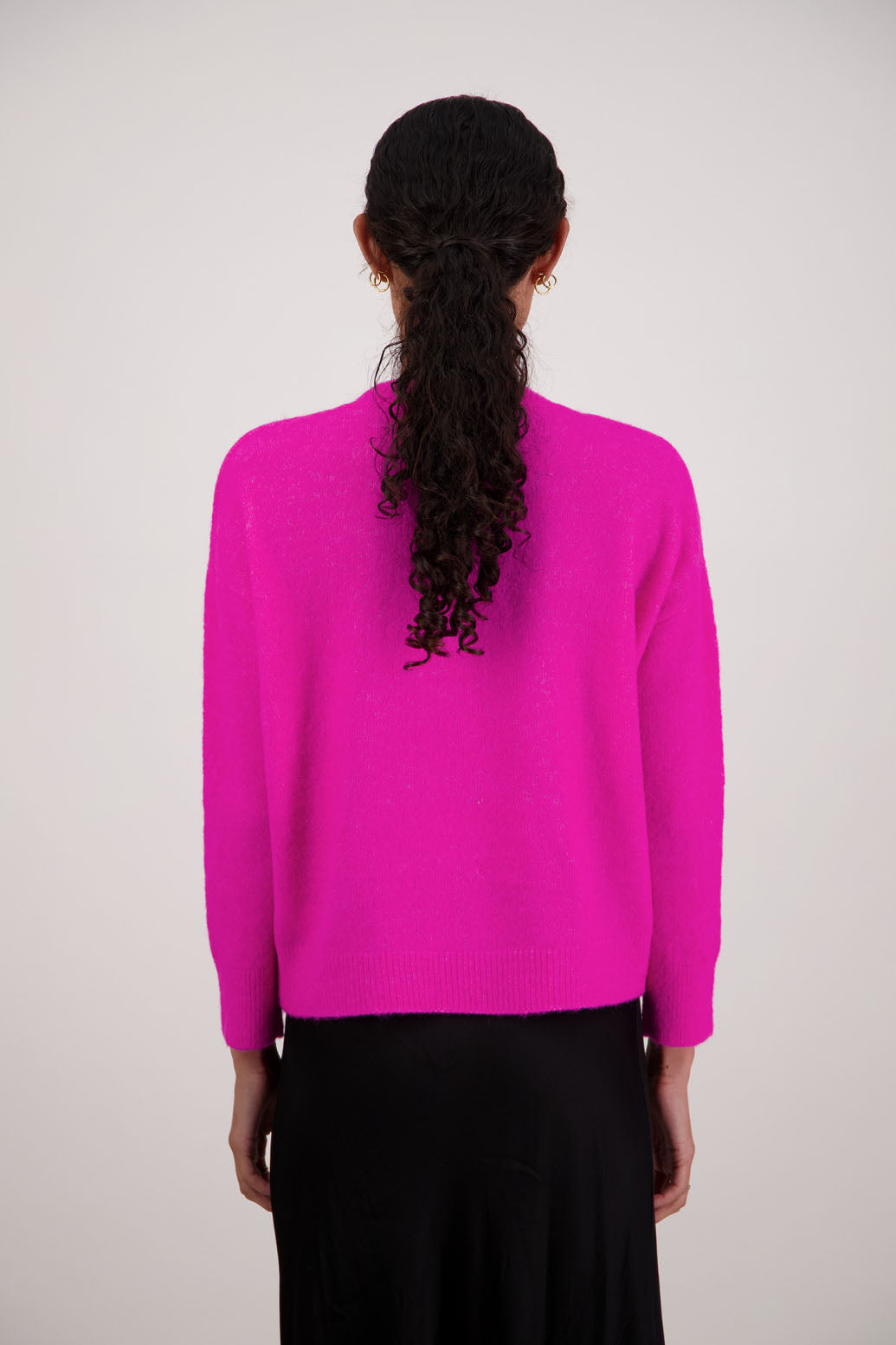 Freddie Jumper in Pink by Briarwood NZ. Alpaca/Wool blend v neck long sleeve jumper