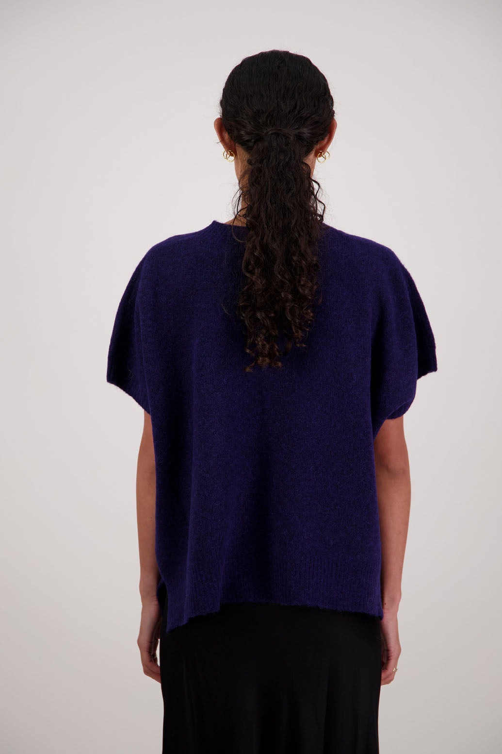 Fredrik Vest in Ink by Briarwood NZ. Alpaca/Wool blend short sleeved oversized vest