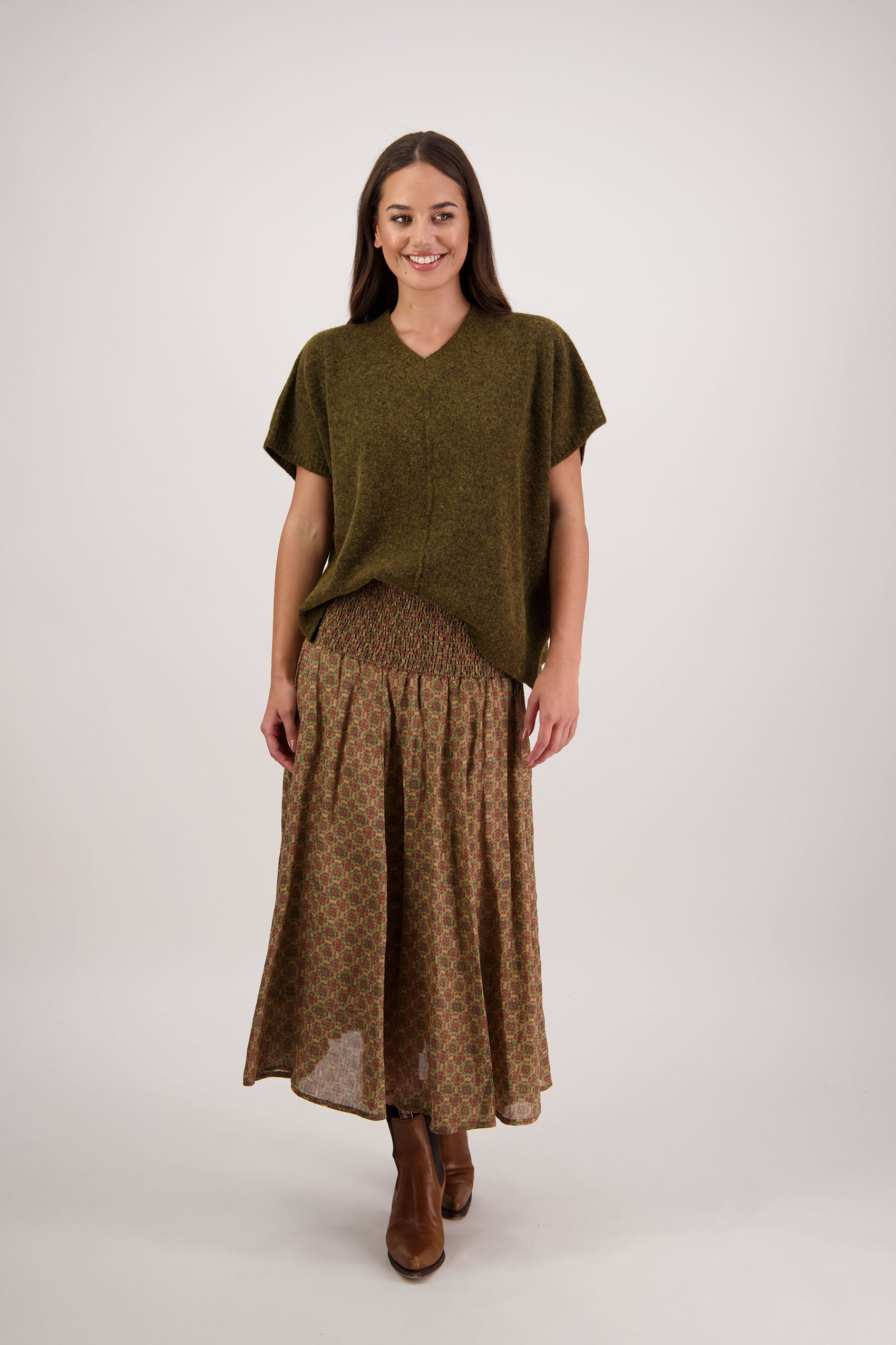 Hazelle Camel Tile Skirt