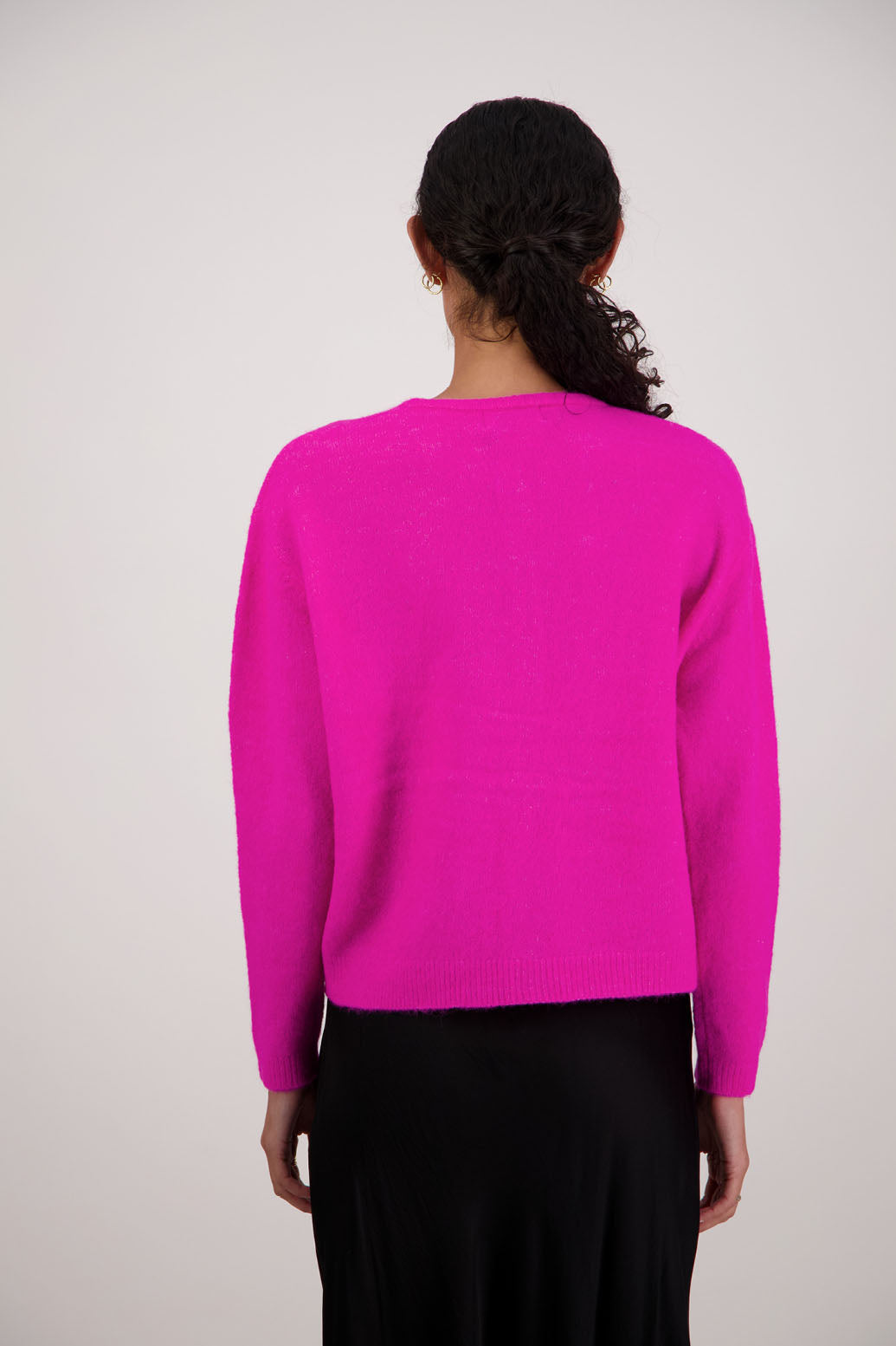 Frenchie Cardigan in Pink by Briarwood NZ. Alpaca/Wool blend long sleeve cardigan. Bestselling style.