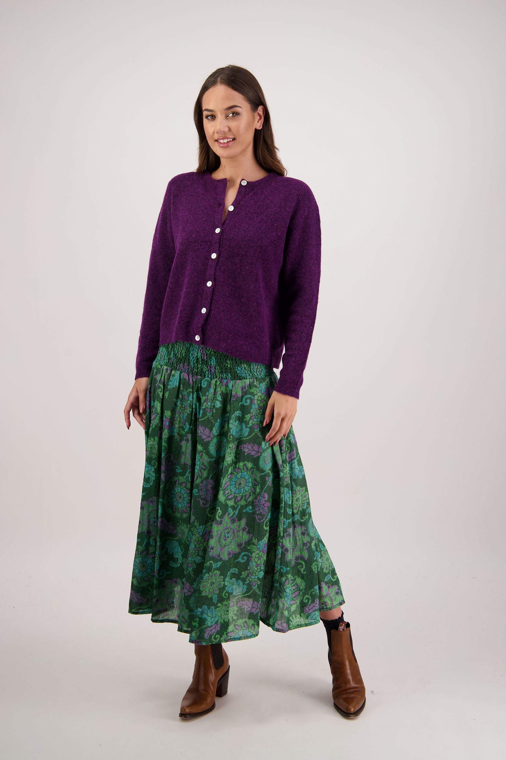 Hazelle Green Floral Skirt