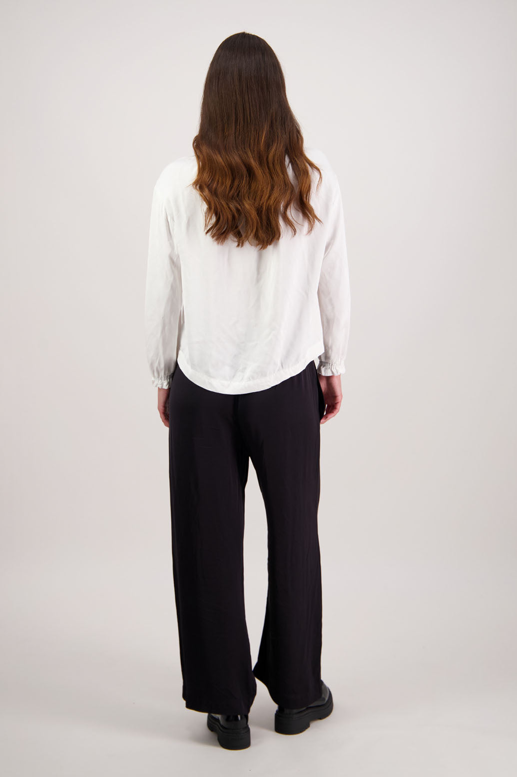 BESTSELLER. Hebe Pant in Black by Briarwood NZ. A heavyweight viscose straight leg pant, elasticated waist with tie cord and pockets