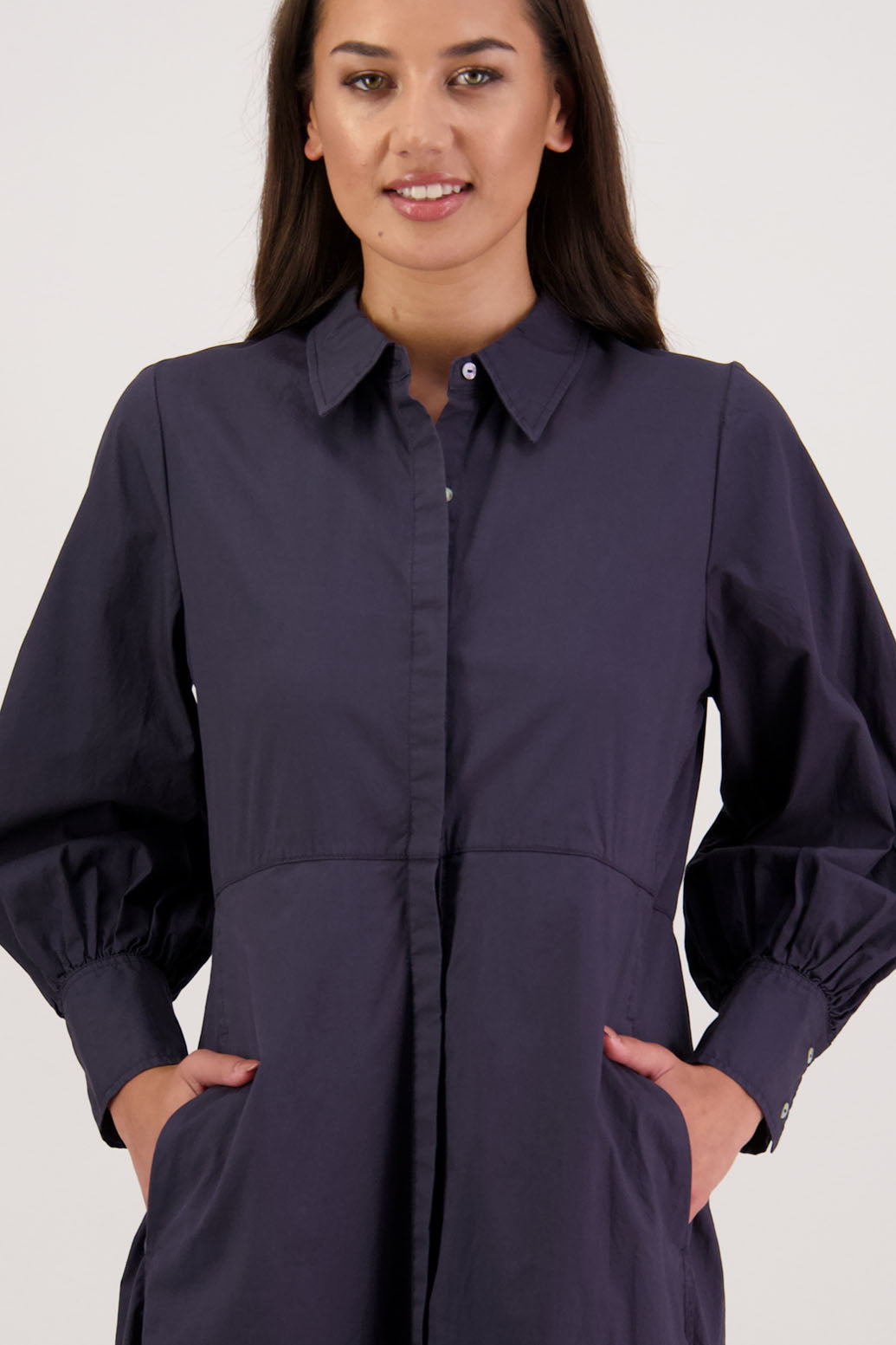 Henrietta Ink Poplin Shirt Dress