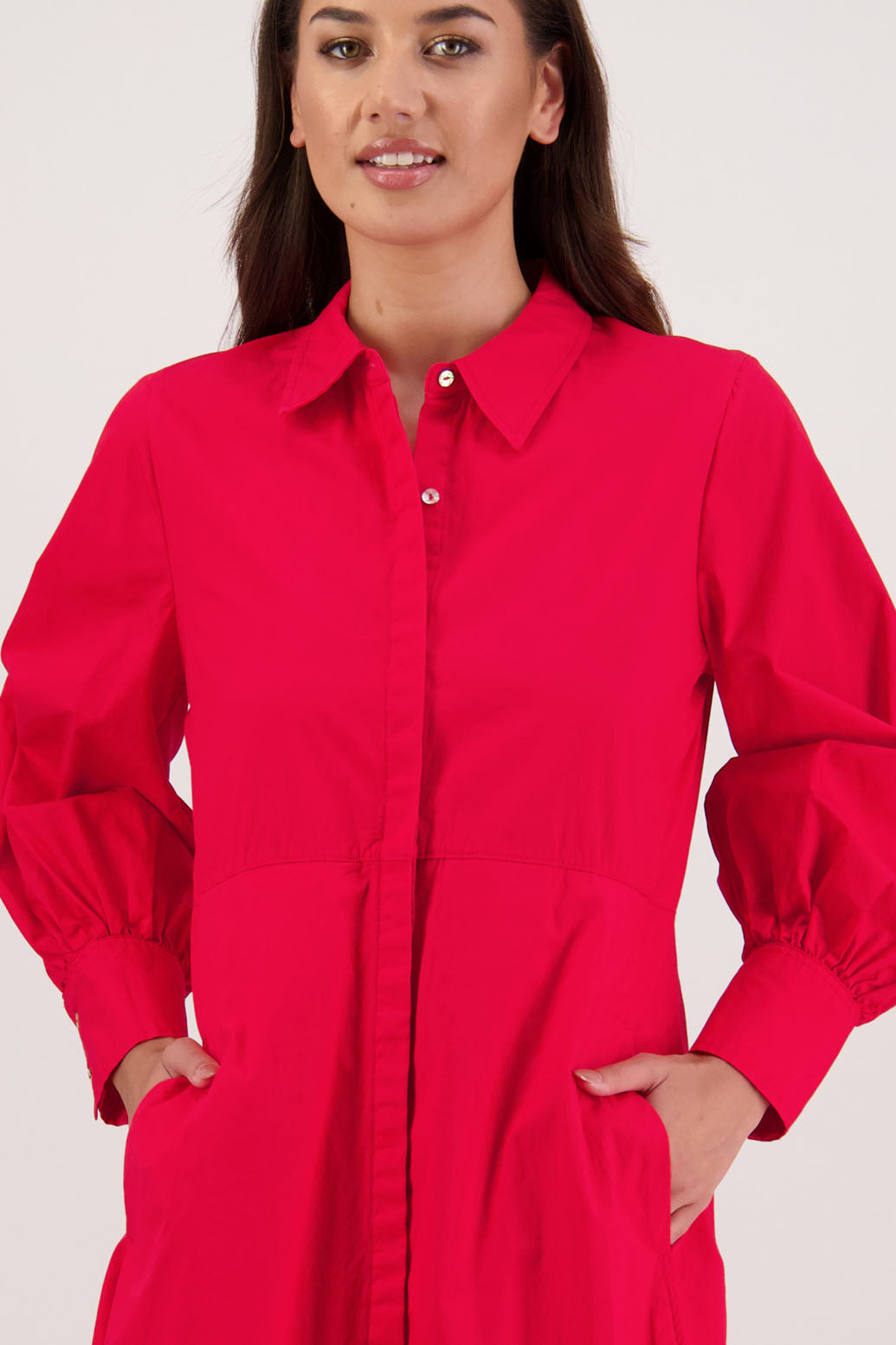 Henrietta Red Poplin Shirt Dress