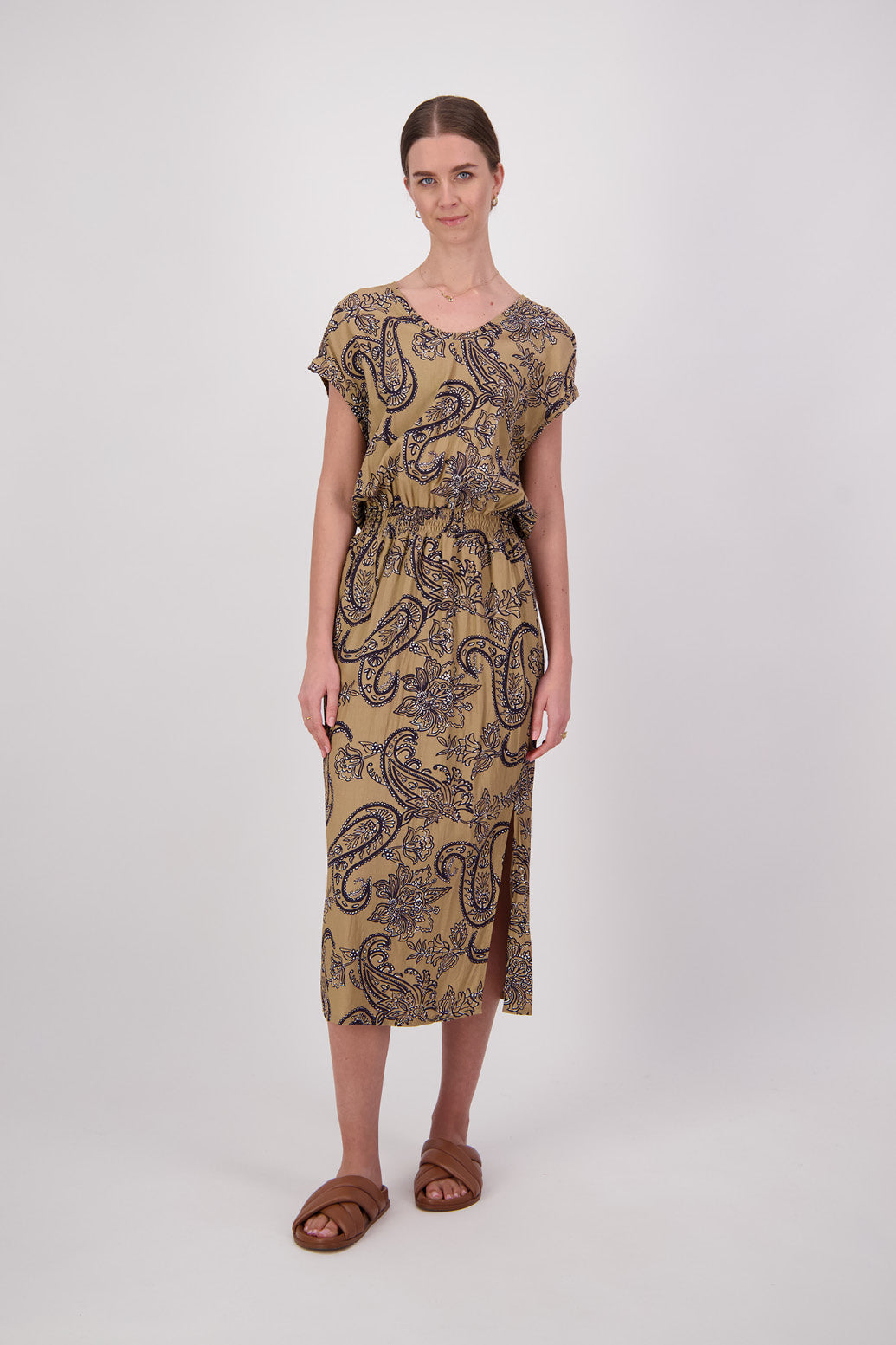 Jayne Camel Paisley Dress