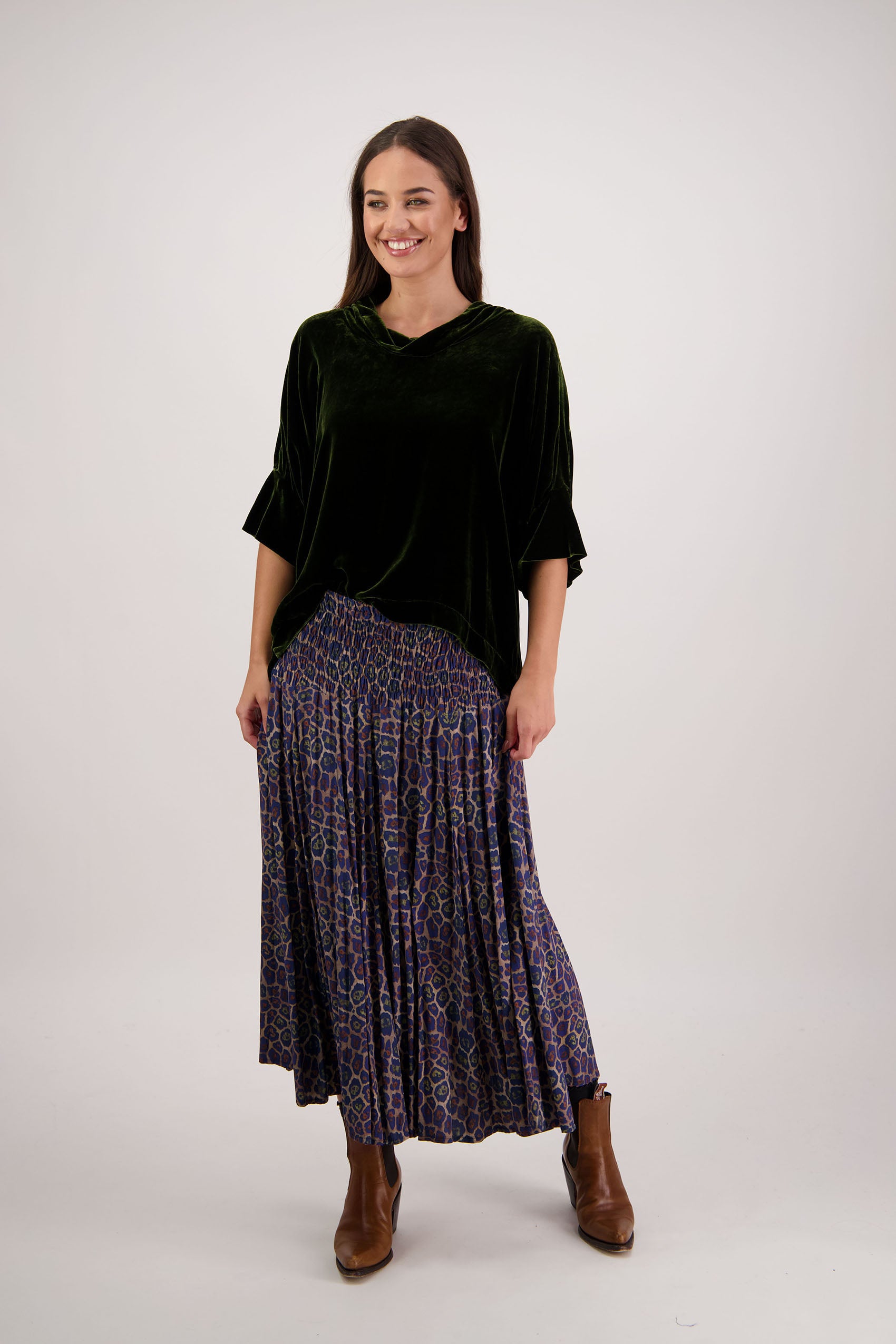 Hanley Khaki Velvet Top