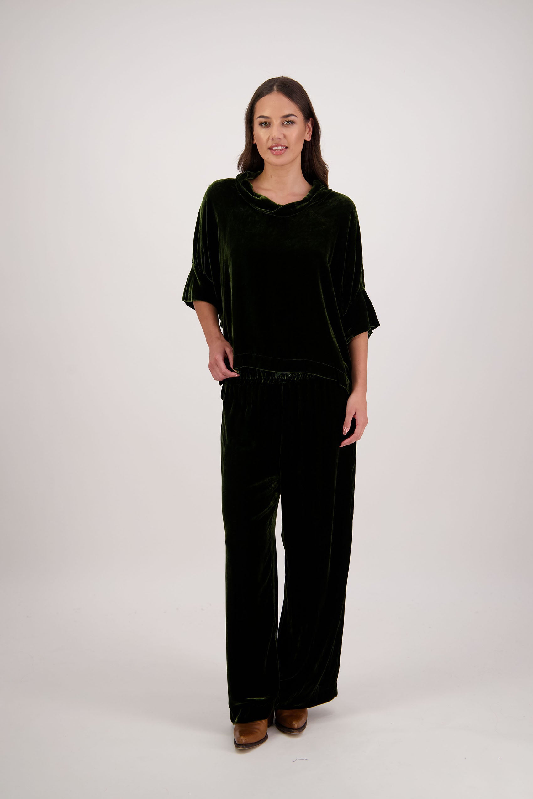 Hanley Khaki Velvet Top