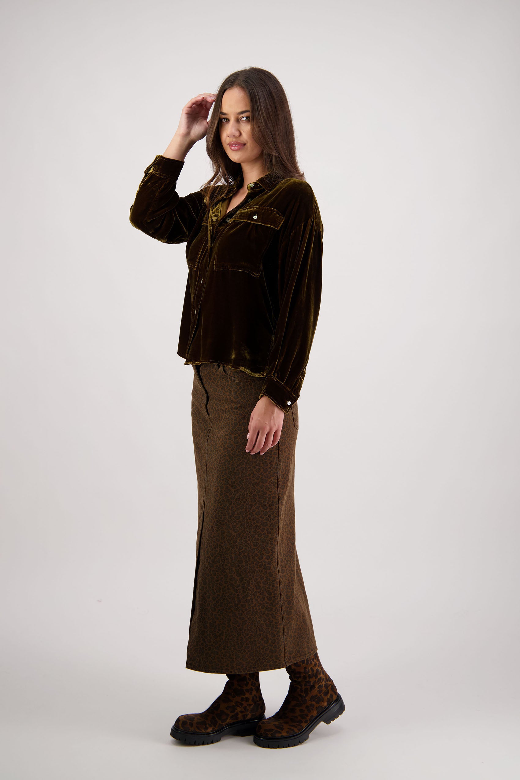 Ridge Tan Velvet Shirt