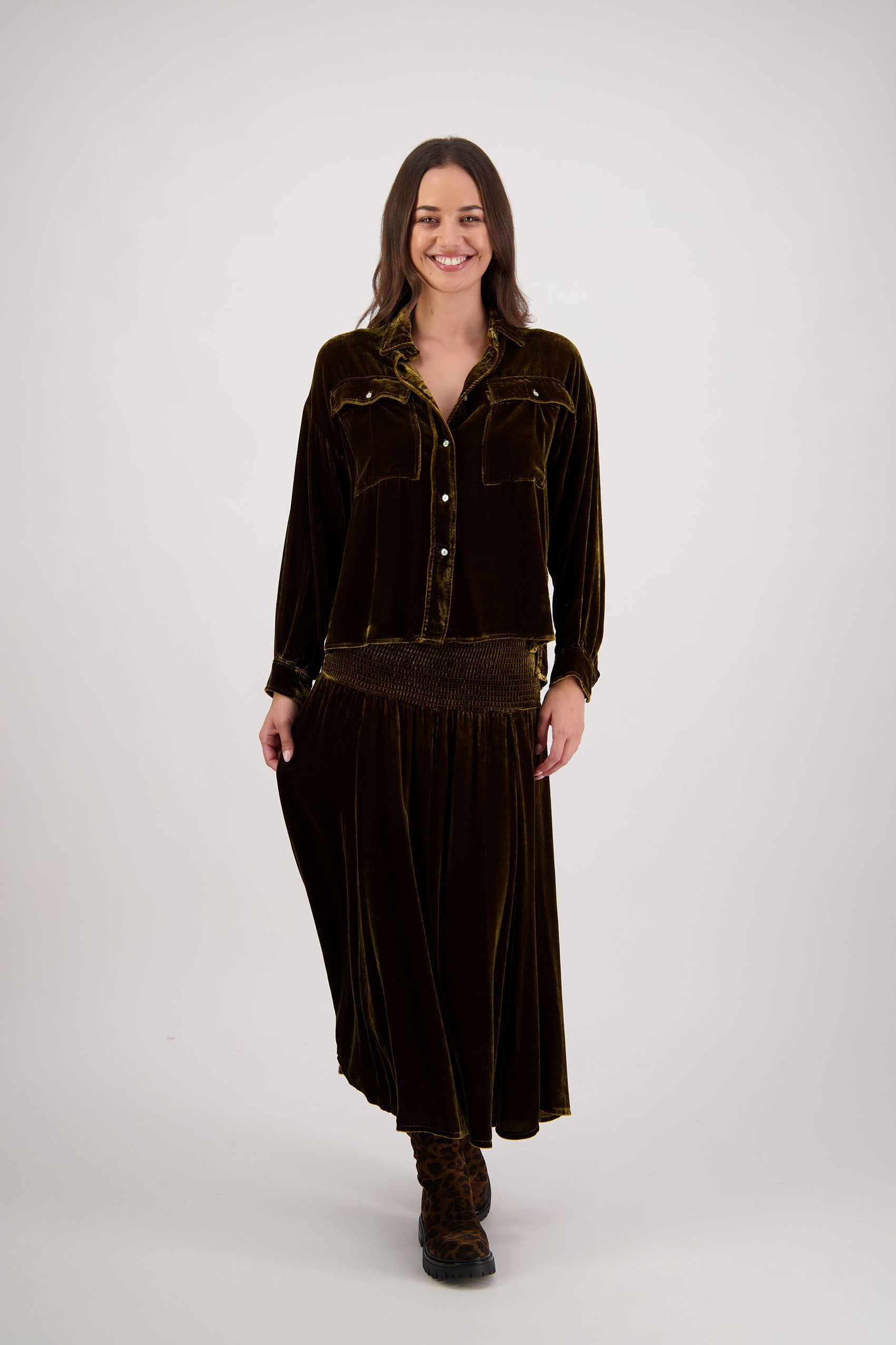 Ridge Tan Velvet Shirt