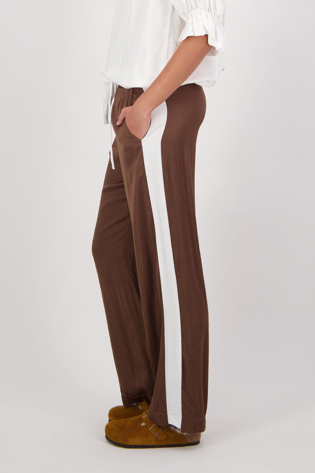 Madi Camel/Ivory Side Stripe Pant