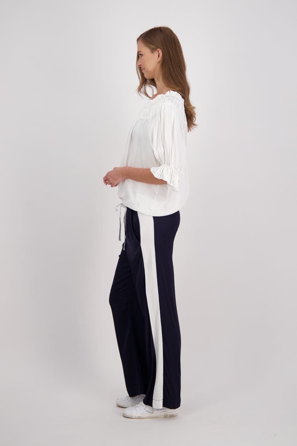 Madi Pant with White Stripe - Ink