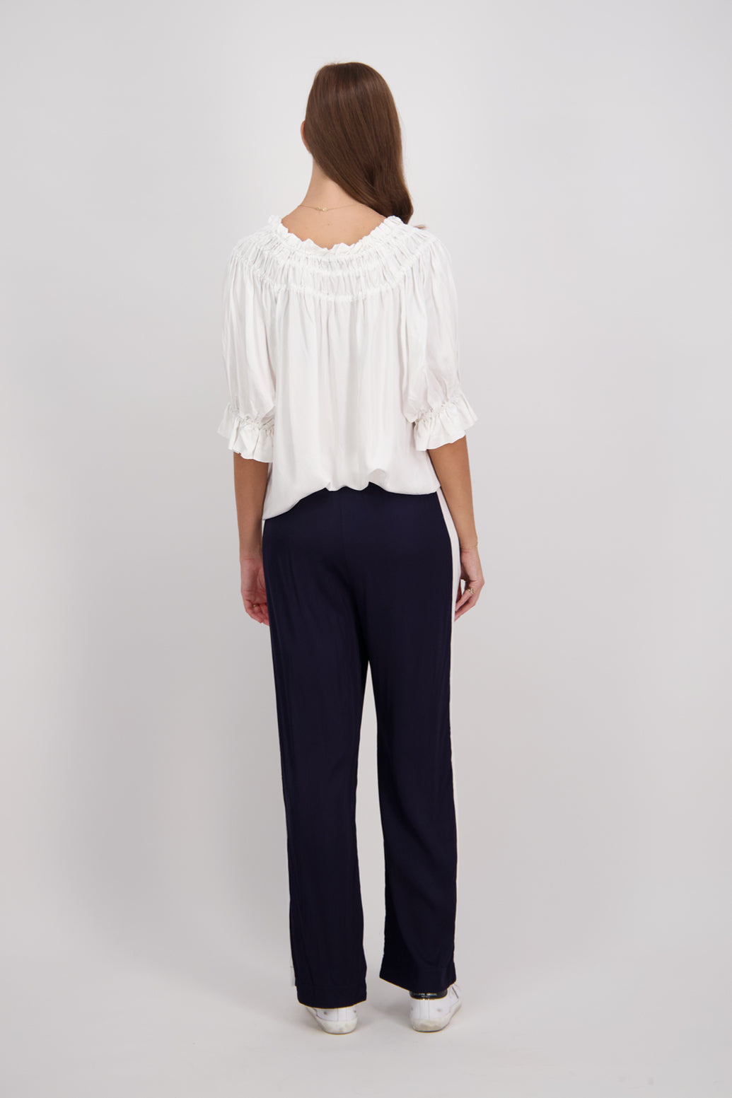 Madi Pant with White Stripe - Ink