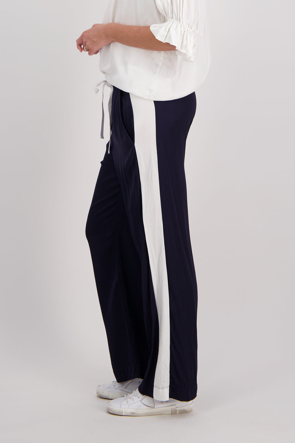 Madi Pant with White Stripe - Ink