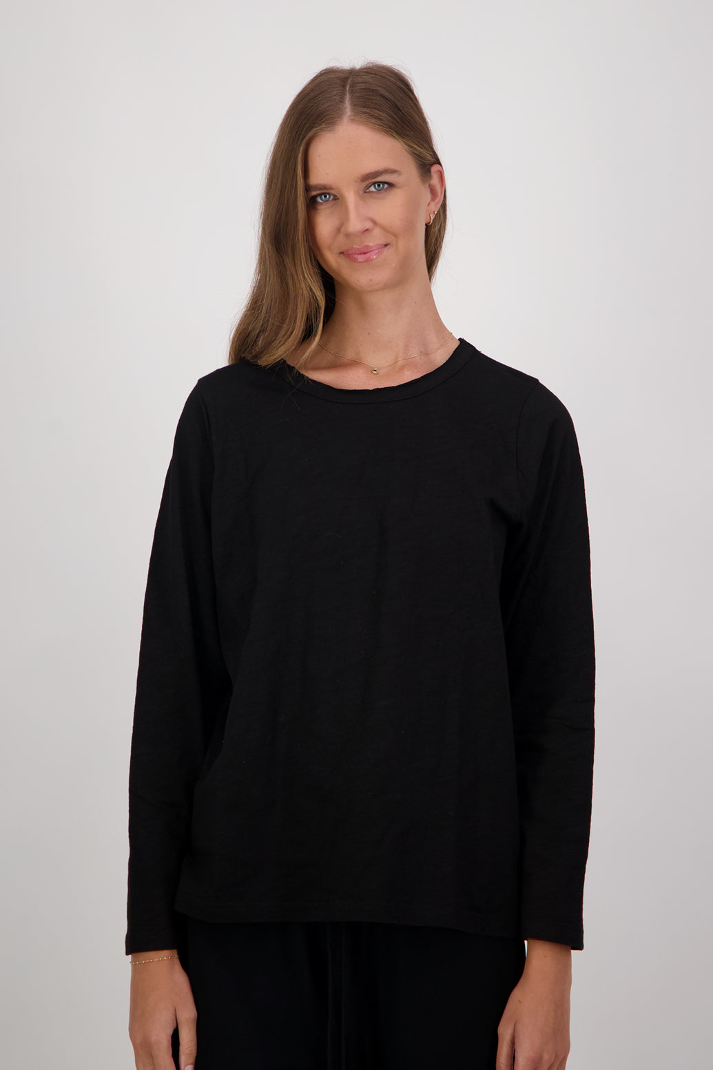 Maki Cotton Long Sleeve T-Shirt - Black