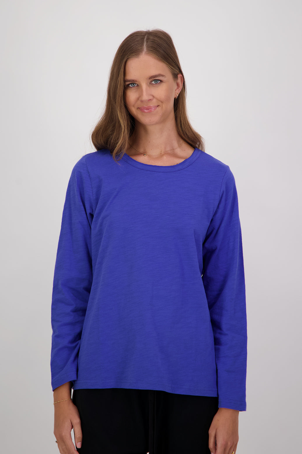 Maki Cotton Long Sleeve T-Shirt - Royal Blue