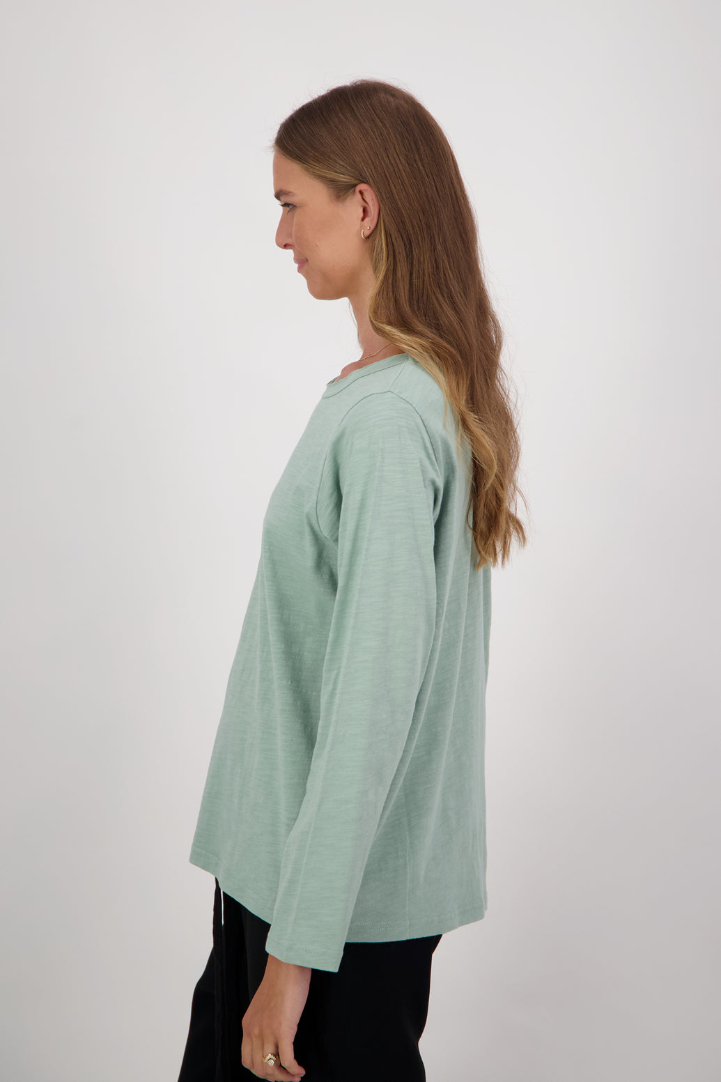 Maki Cotton Long Sleeve T-Shirt - Seafoam