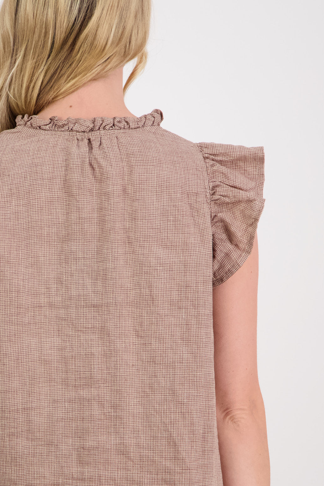 Palmer Camel Houndstooth Linen Top