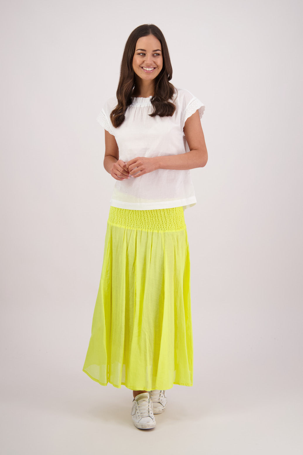 Briarwood Pandora Skirt in Yellow, 100% Ramie.