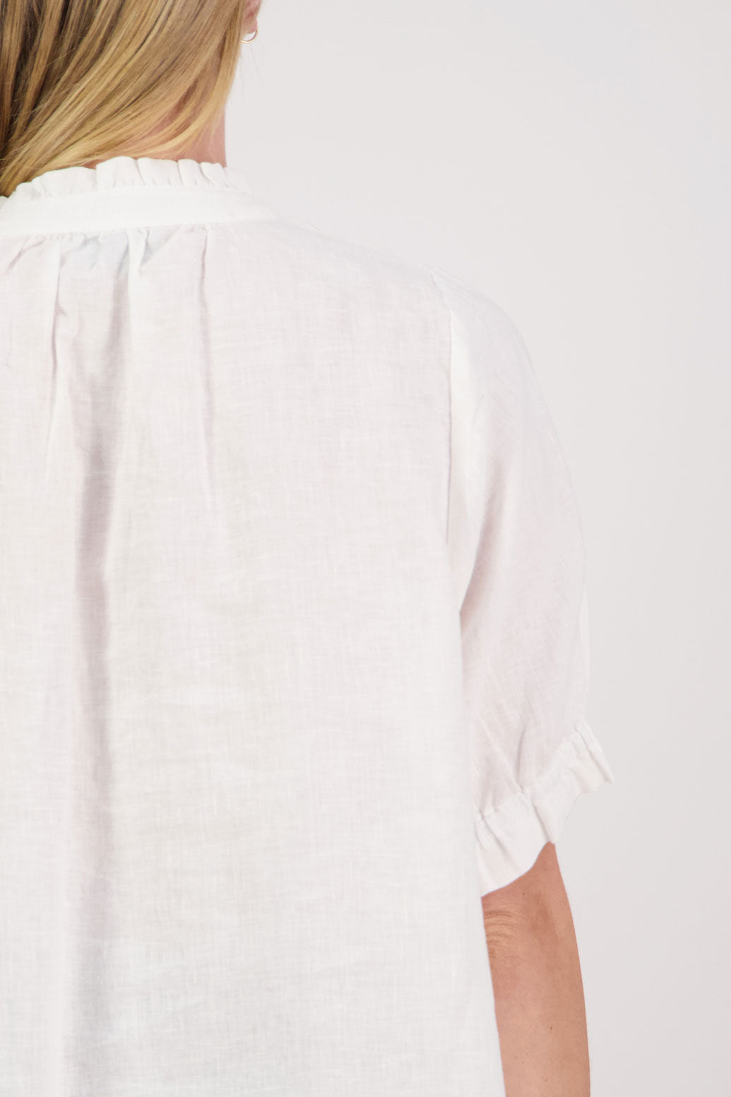 Pascha White Linen Shirt with Ruffles