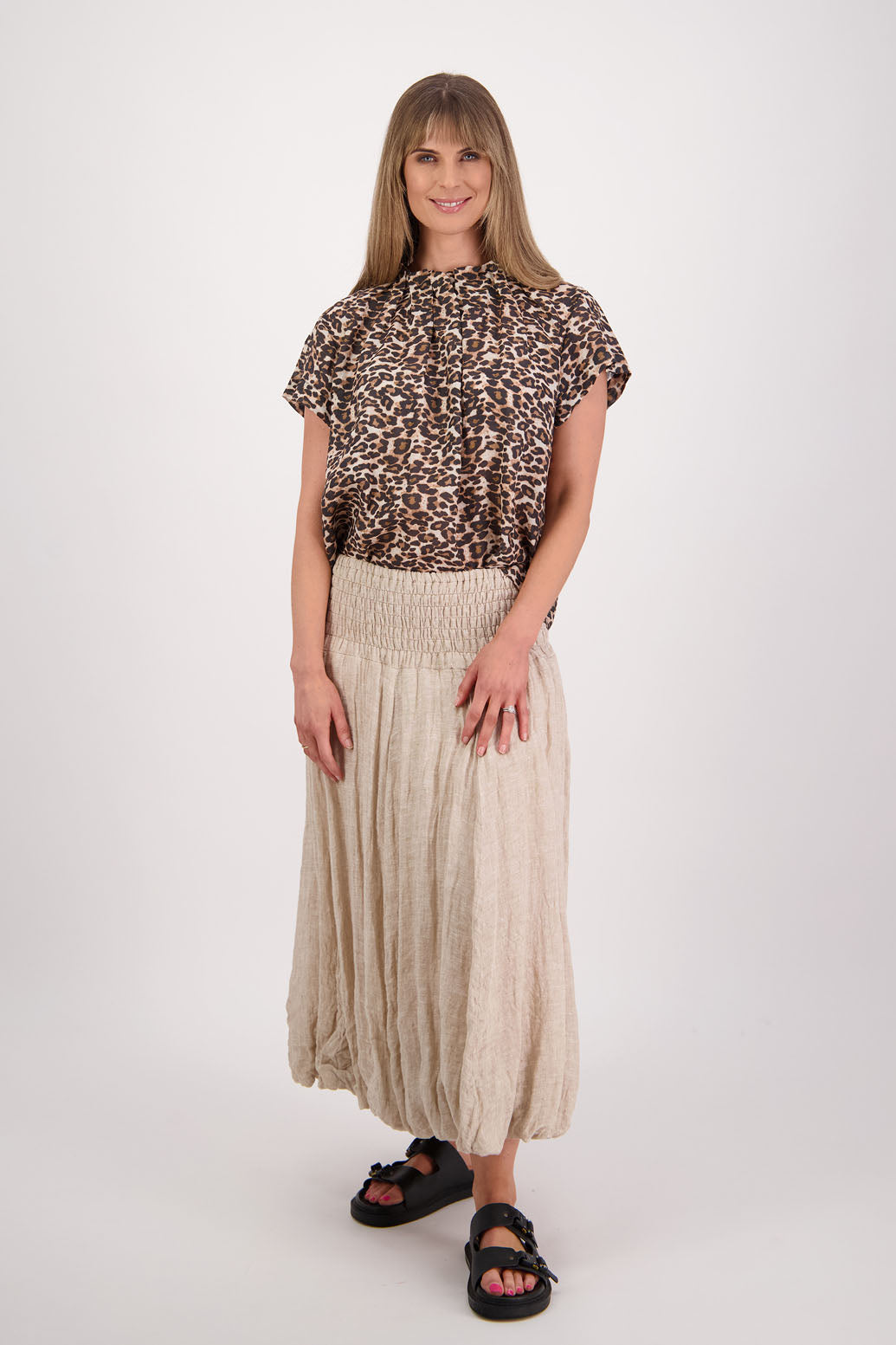 Sarah Natural Linen Gauze Skirt