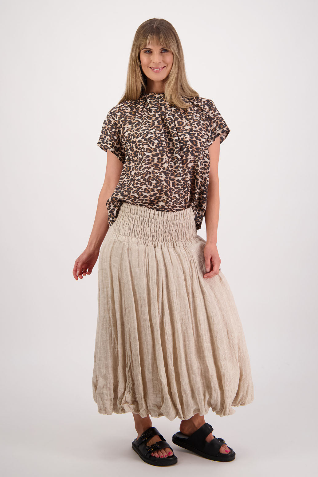 Sarah Natural Linen Gauze Skirt