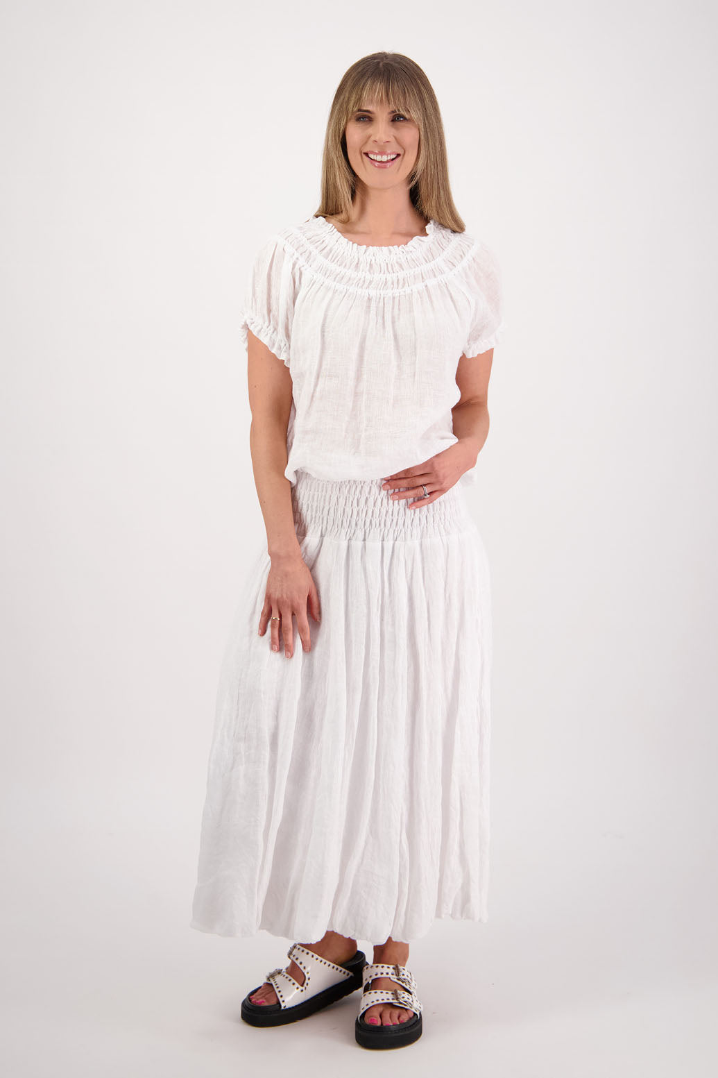 Polly White Linen Top