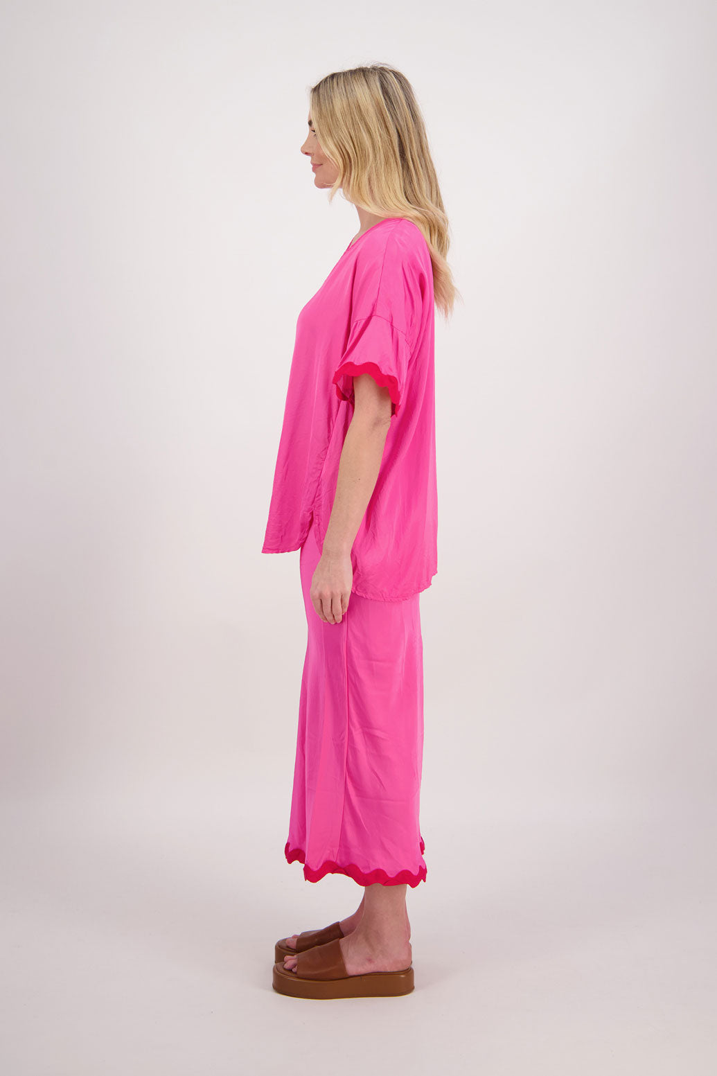 Poppy Bias Cut Rikrak Skirt - Fuchsia