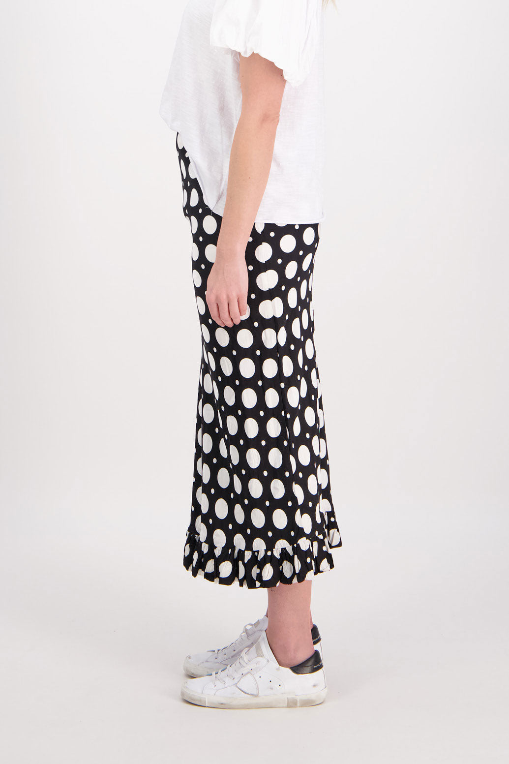 Priscilla Double Frill Bias Cut Skirt - White Spot