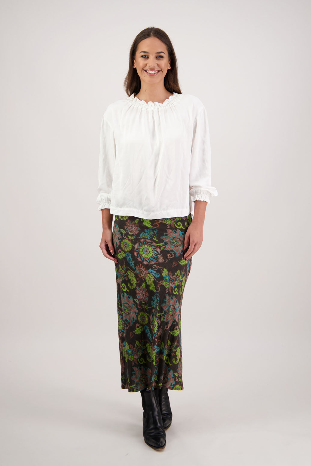 Rosa Brown Floral Skirt