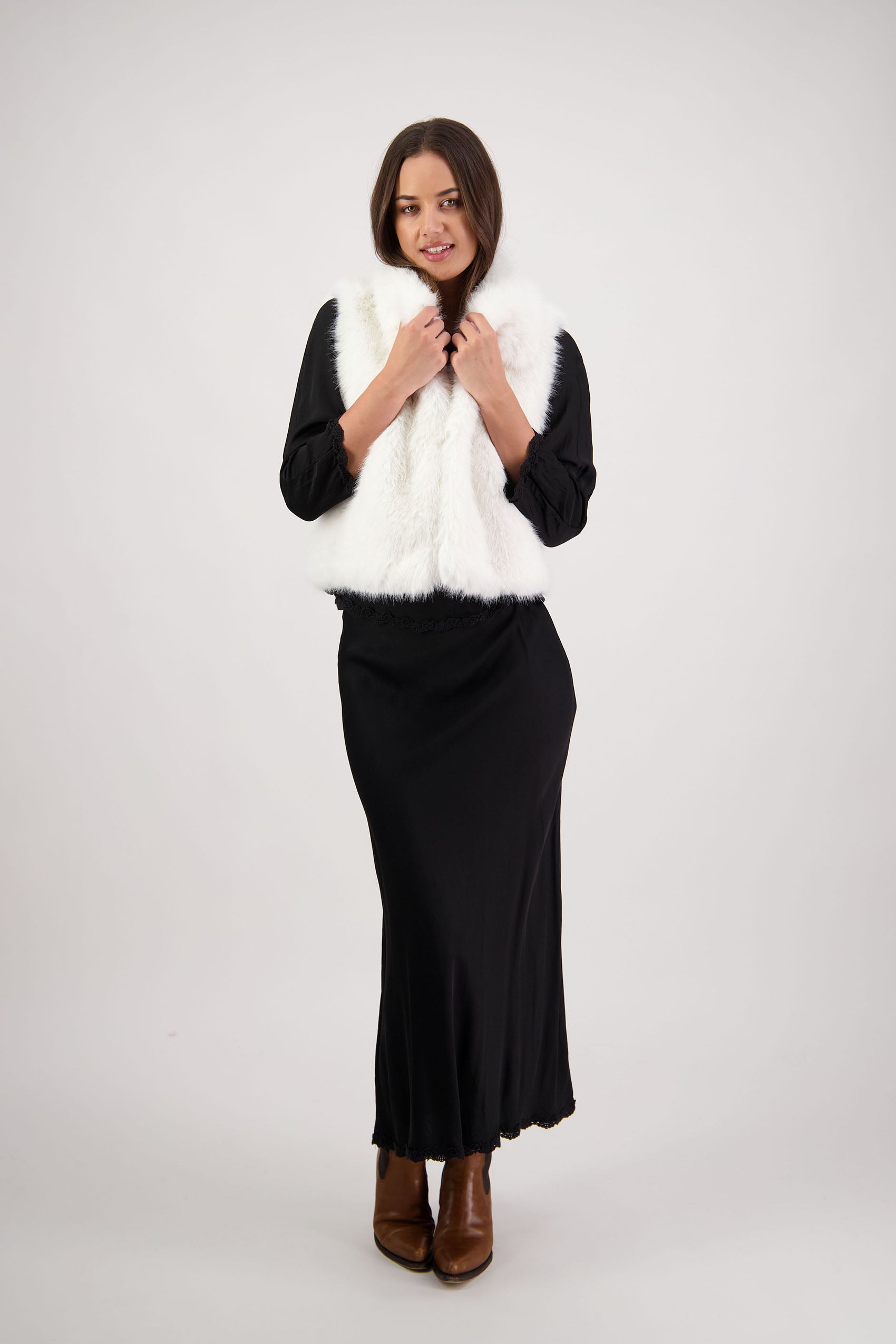 Royal White Fluffy Vest