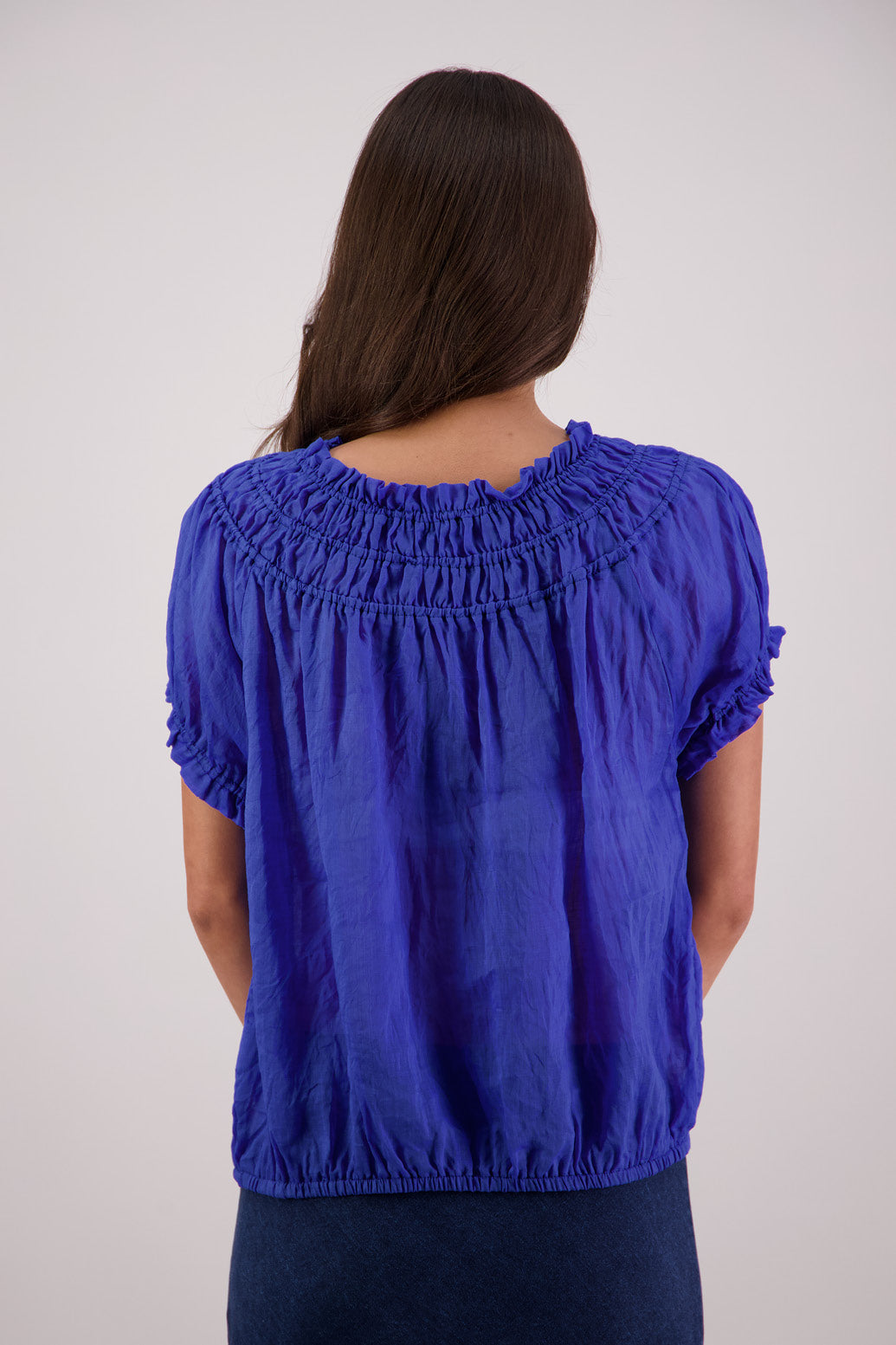Back view Briarwood Sal Top in Royal Blue.