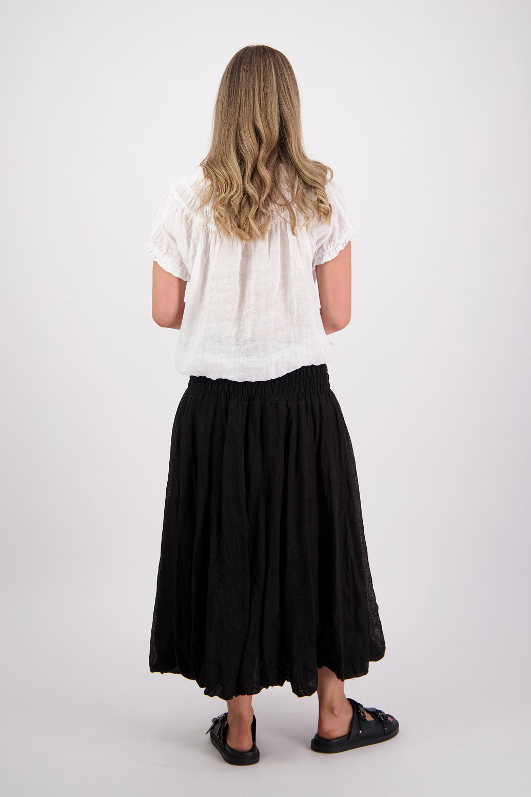 Sarah Black Linen Gauze Skirt
