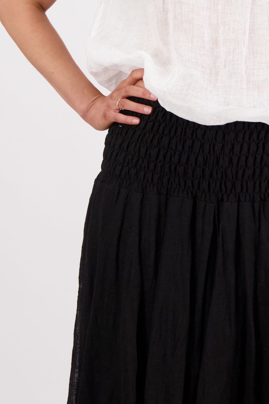 Sarah Black Linen Gauze Skirt