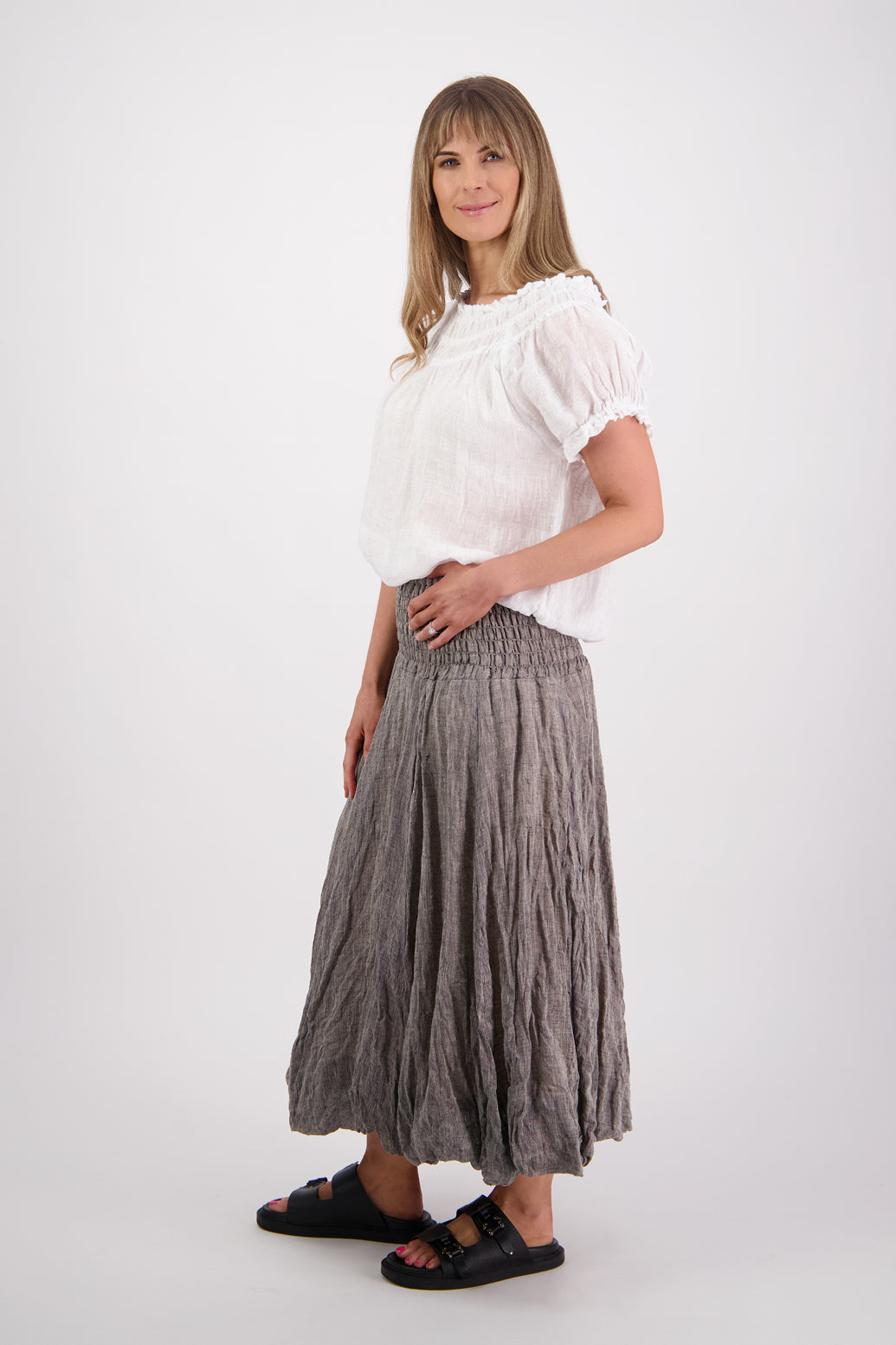 Sarah Ink Linen Gauze Skirt