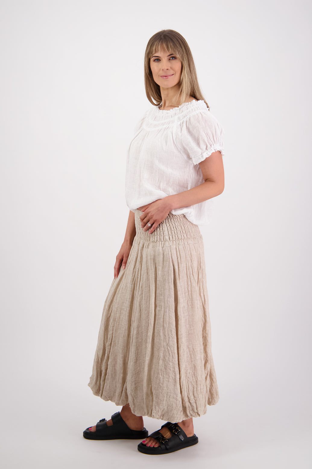Sarah Natural Linen Gauze Skirt