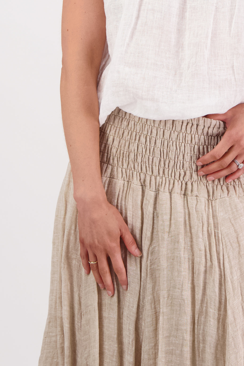 Sarah Natural Linen Gauze Skirt