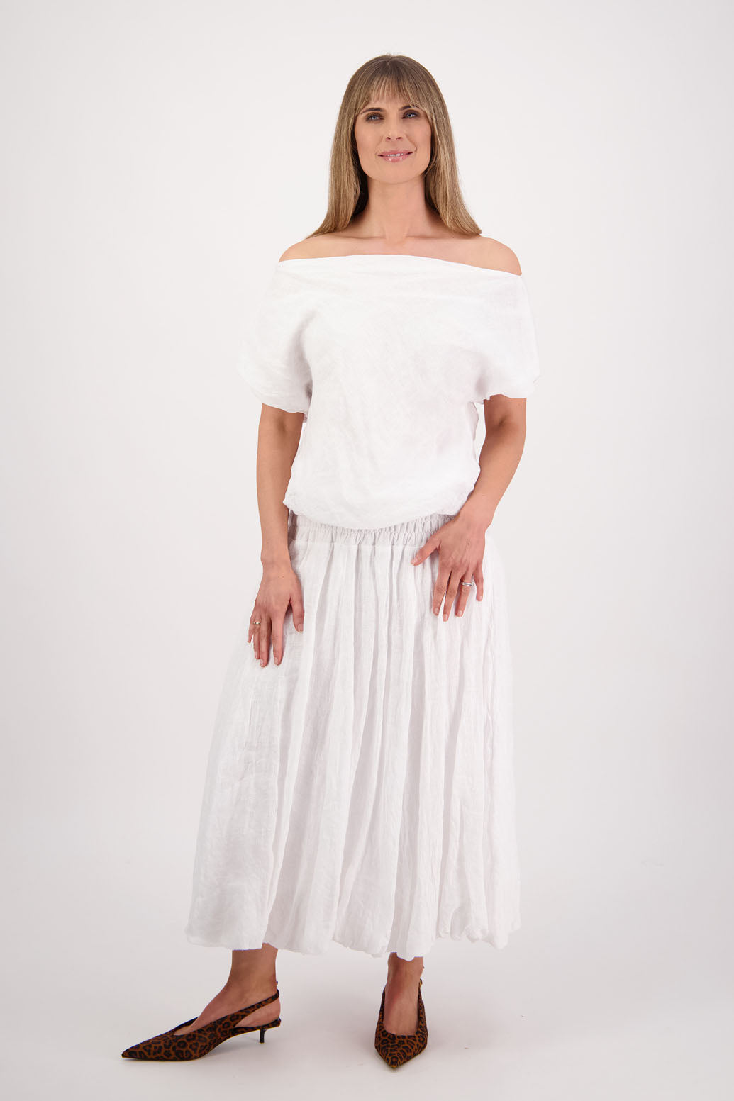 Sarah White Linen Gauze Skirt