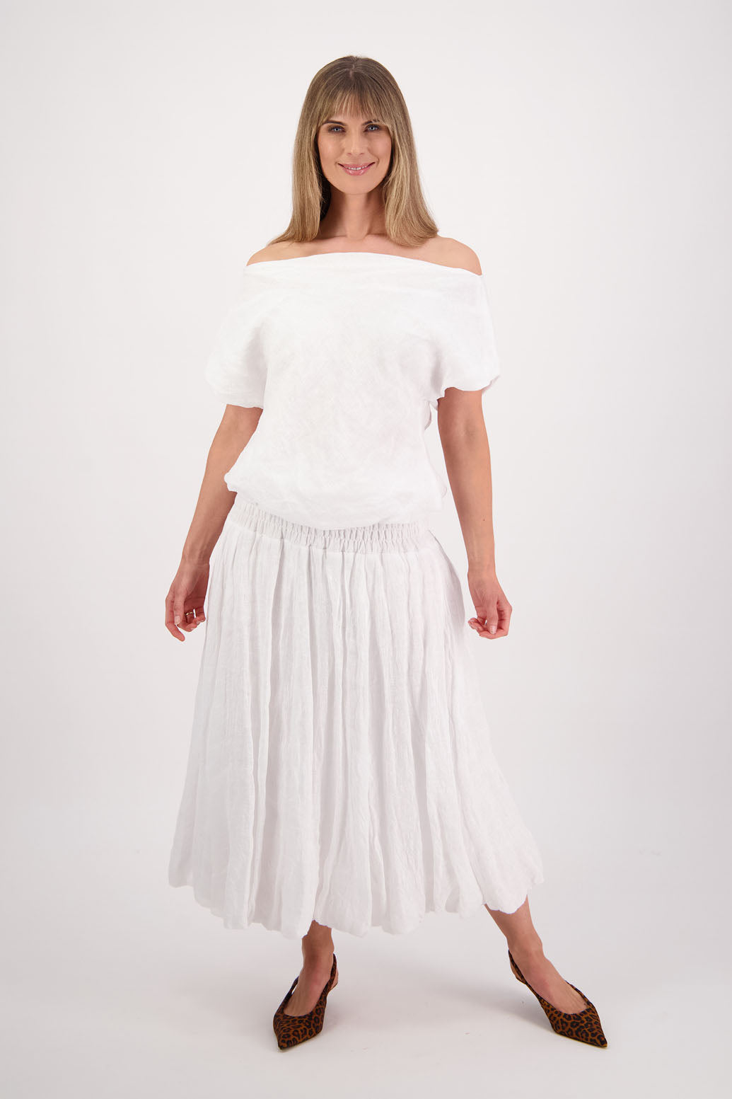 Shelby White Linen Top